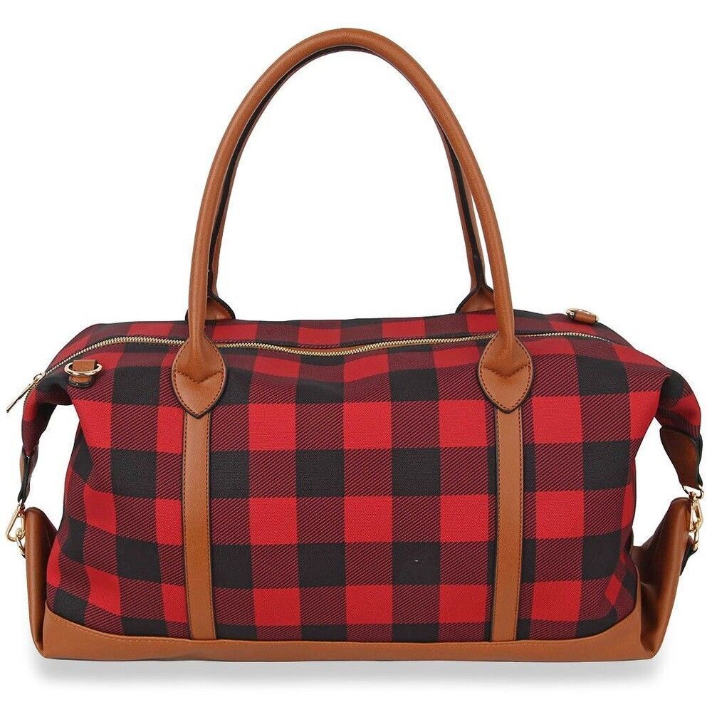 Trendy Winter Plaid Print Satchel Two Tone Handbag Purse Top Handle  Tote